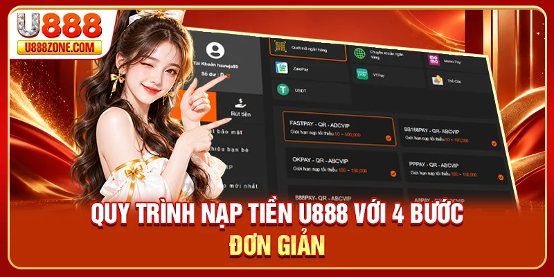 Quy trình nạp tiền U888 với 4 bước đơn giản